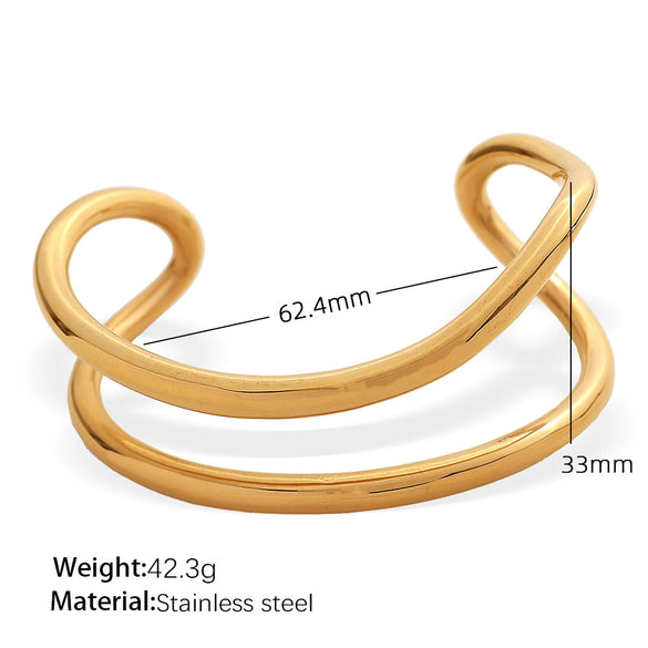 Exaggerated 316L Stainless Steel Geometric Wide Edition Electroplated Personality Trendy Bracelet Jewelry
