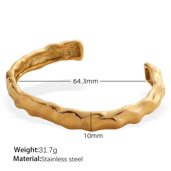 Exaggerated 316L Stainless Steel Geometric Wide Edition Electroplated Personality Trendy Bracelet Jewelry