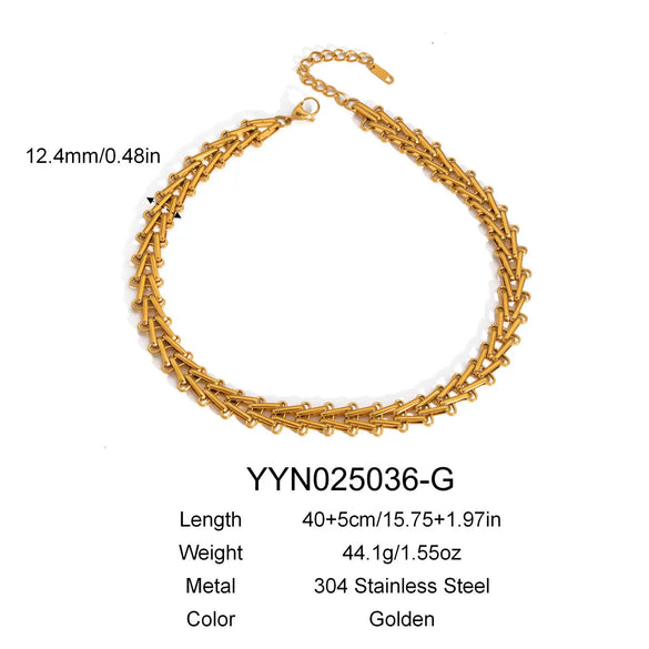 Exaggerated Triangle Chain Necklace And Bracelet Suit In Stainless Steel With Geometric Pattern And Pvd Furnace Vacuum Real Gold Plating For Women Hip Hop Fashion Jewelry Wholesale