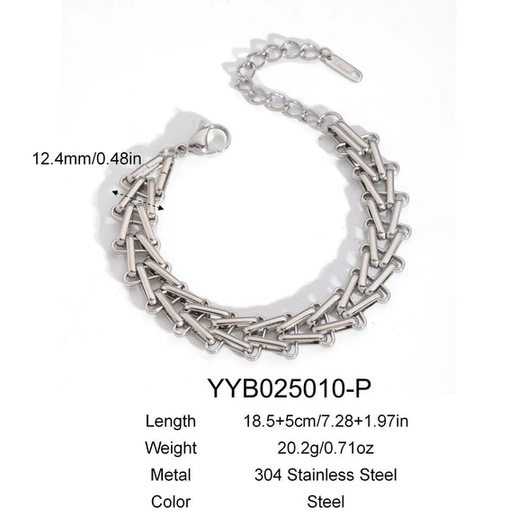 Exaggerated Triangle Chain Necklace And Bracelet Suit In Stainless Steel With Geometric Pattern And Pvd Furnace Vacuum Real Gold Plating For Women Hip Hop Fashion Jewelry Wholesale
