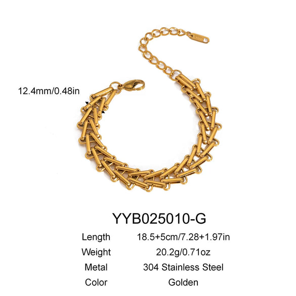 Exaggerated Triangle Chain Necklace And Bracelet Suit In Stainless Steel With Geometric Pattern And Pvd Furnace Vacuum Real Gold Plating For Women Hip Hop Fashion Jewelry Wholesale