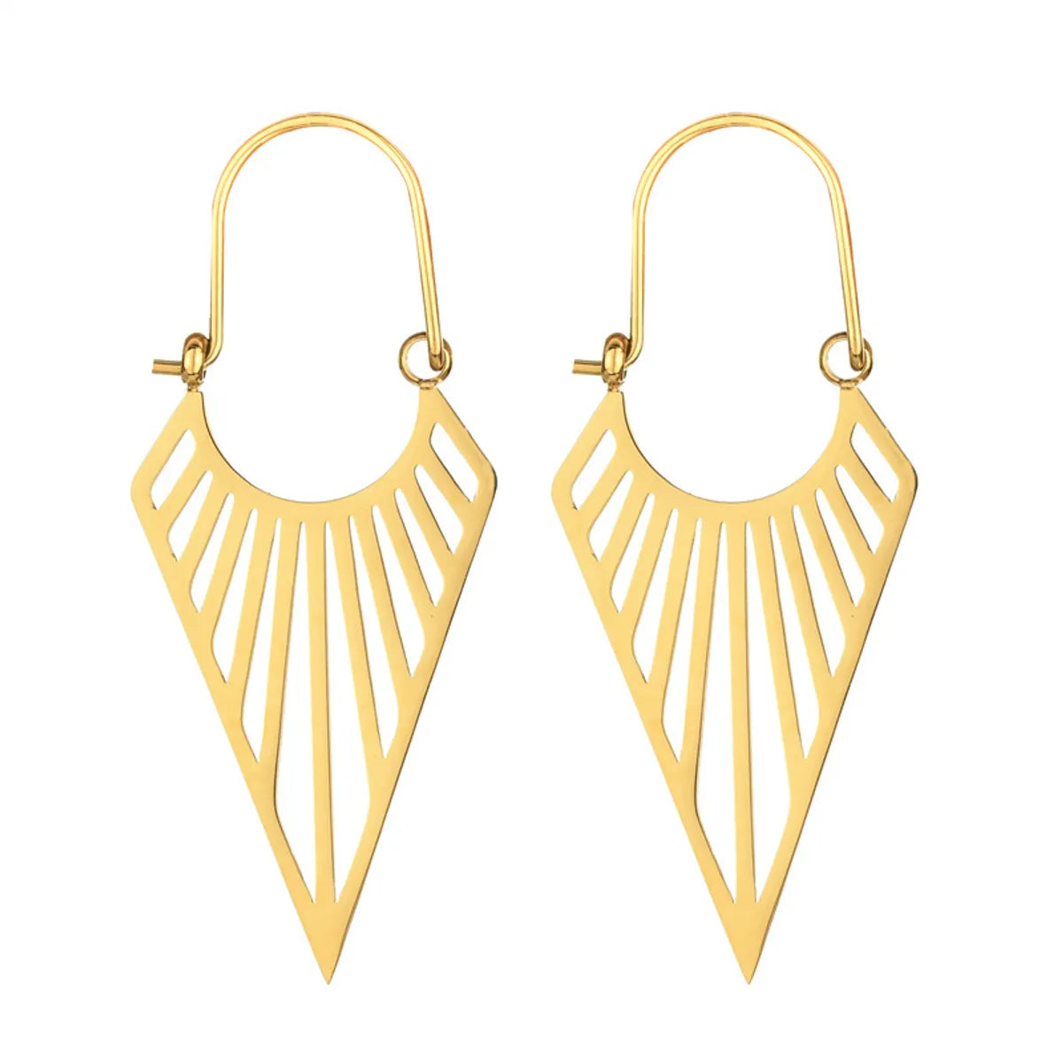 Exaggerated Triangle Plating Hollow Out Titanium Steel Earrings