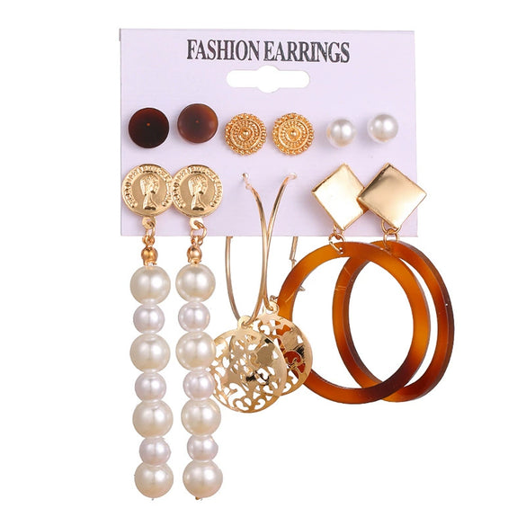 Exaggerated Unisex Acrylic And Alloy Circle Tassel Earrings With Artificial Pearl And Micro Inlay Geometric Design