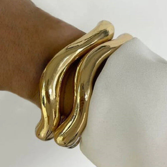 Exaggerated Water Drop Open Bracelet Metal Alloy Metallic Glaze Electroplated Hand Jewelry