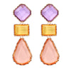 Exaggerated Water Droplets Rhombus Rectangle Alloy Inlay Resin Women'S Drop Earrings