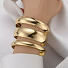Exaggerated Widefaced Closedmouth Plain Ring And Gold Bracelet Threepiece Set Of Jewelry In Alloy With Electroplating