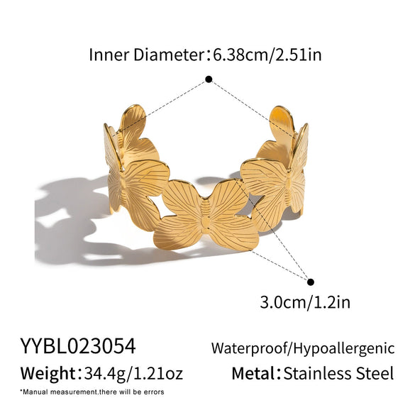 Exaggerated Widefaced Golden Butterfly Stitching Stainless Steel Electroplated Bracelet Jewelry Accessories