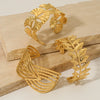 Exaggerated Widesided Hollow Ginkgo Leaf Stainless Steel Bracelet For Women With Electroplating
