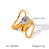 Exaggerated Women's Stainless Steel 18K Goldplated Geometric Ring With Electroplating Ins Style Highend Jewelry