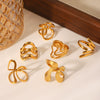 Exaggerated Women's Stainless Steel 18K Goldplated Geometric Ring With Electroplating Ins Style Highend Jewelry