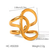 Exaggerated Women's Stainless Steel 18K Goldplated Geometric Ring With Electroplating Ins Style Highend Jewelry