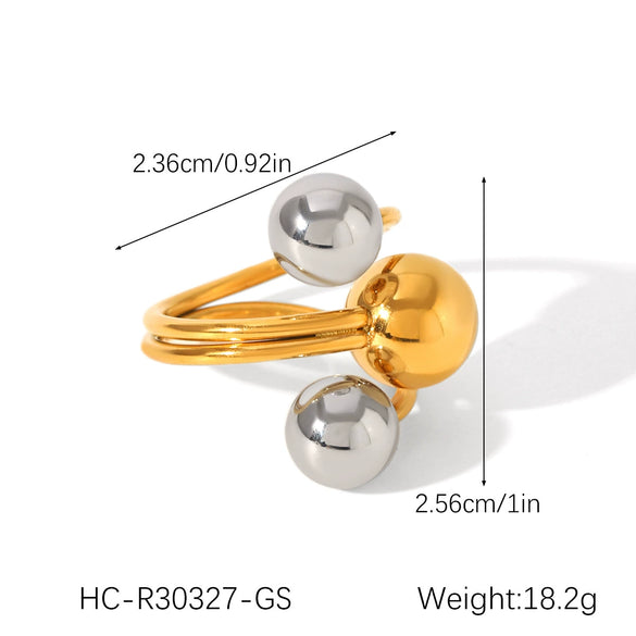 Exaggerated Women's Stainless Steel 18K Goldplated Geometric Ring With Electroplating Ins Style Highend Jewelry