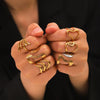Exaggerated Women's Stainless Steel 18K Goldplated Geometric Ring With Electroplating Ins Style Highend Jewelry