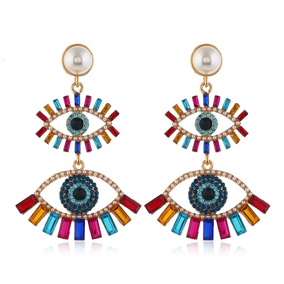 Exaggerated Women's Vintage Earrings Alloy With Diamond Design