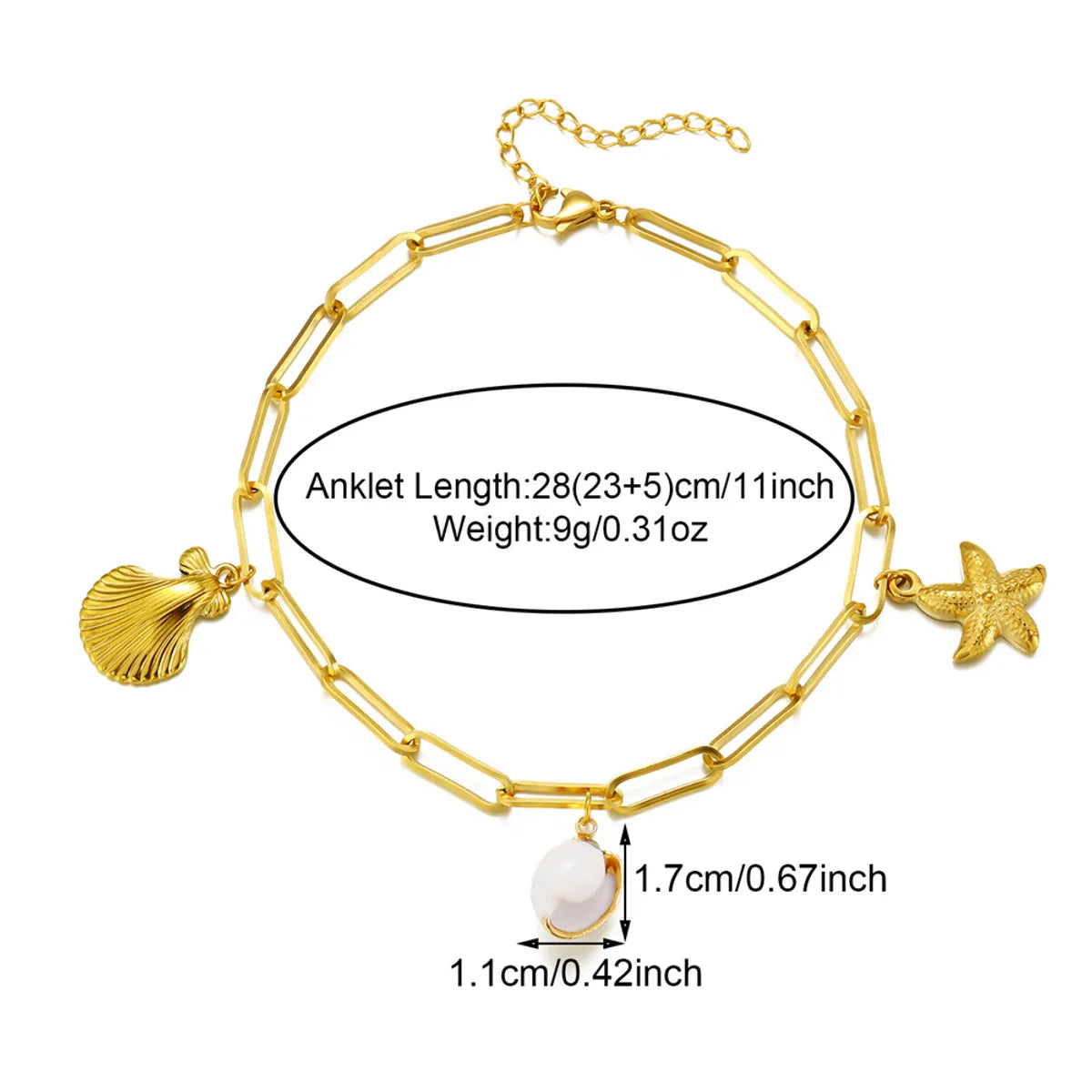 Wholesale Jewelry Simple Style Starfish Shell 304 Stainless Steel Anklet