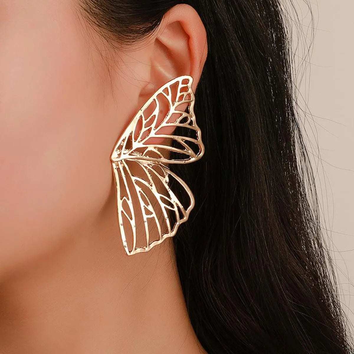 Fashion Butterfly Plating Metal No Inlaid Earrings Ear Studs