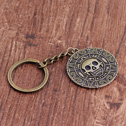 Explosion Keychain Caribbean Pirate Skull Gold Coin Keychain Hot Accessories Wholesale Nihaojewelry