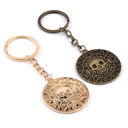 Explosion Keychain Caribbean Pirate Skull Gold Coin Keychain Hot Accessories Wholesale Nihaojewelry