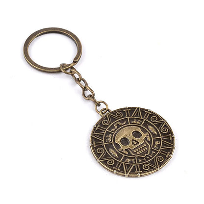 Explosion Keychain Caribbean Pirate Skull Gold Coin Keychain Hot Accessories Wholesale Nihaojewelry