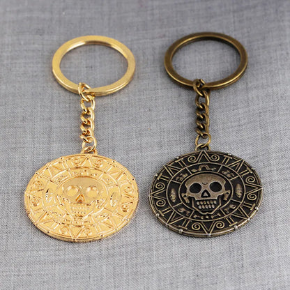 Explosion Keychain Caribbean Pirate Skull Gold Coin Keychain Hot Accessories Wholesale Nihaojewelry