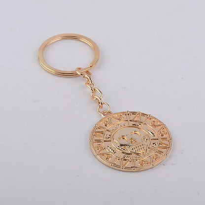 Explosion Keychain Caribbean Pirate Skull Gold Coin Keychain Hot Accessories Wholesale Nihaojewelry