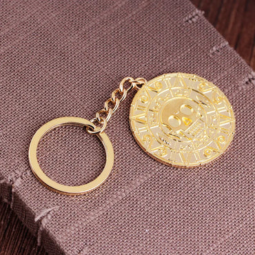 Explosion Keychain Caribbean Pirate Skull Gold Coin Keychain Hot Accessories Wholesale Nihaojewelry