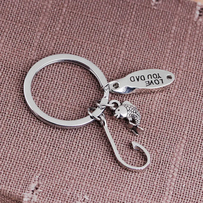 Explosion Models Key Chain Creative Fish Hook Small Fish Letters Love You Dad Pendant Key Chain Gift Accessories Wholesale Nihaojewelry