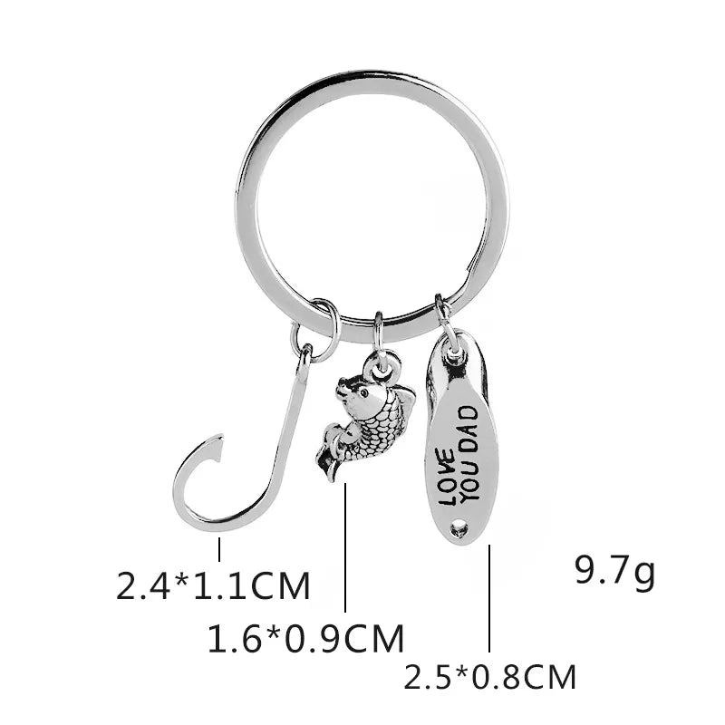 Explosion Models Key Chain Creative Fish Hook Small Fish Letters Love You Dad Pendant Key Chain Gift Accessories Wholesale Nihaojewelry