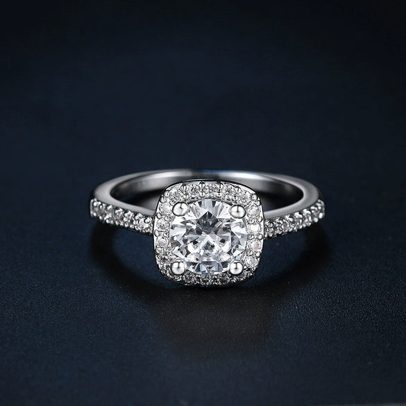 Explosions Classic Zircon Ring Engagement Women's Diamond Ring Copper Zircon Platinum Plated Jewelry Wholesale