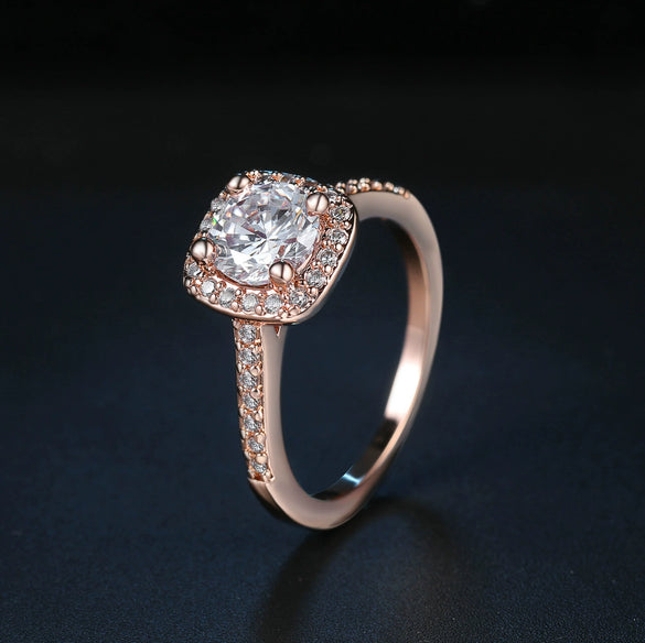 Explosions Classic Zircon Ring Engagement Women's Diamond Ring Copper Zircon Platinum Plated Jewelry Wholesale
