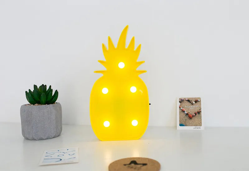 Explosions Korean Chic Wind Led Flamingo Cactus Pineapple Cloud Decorative Table Lamp Letter Nightlight