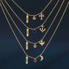 Exquisite Alloy Pendant Thin Necklace With Anchor Heart Wings Letter Charm Electroplated Gold O Chain For Couples
