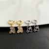 Exquisite Bear Pendant Stainless Steel Earrings For Female With Geometric Design