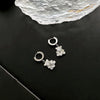 Exquisite Bear Pendant Stainless Steel Earrings For Female With Geometric Design