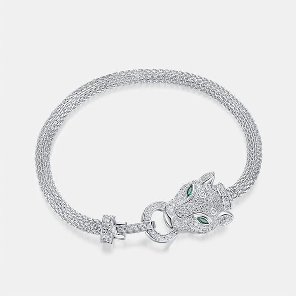 Exquisite Cheetah S925 Silver Microinlaid Zircon Light Luxury Women's Simple Geometric Bracelet