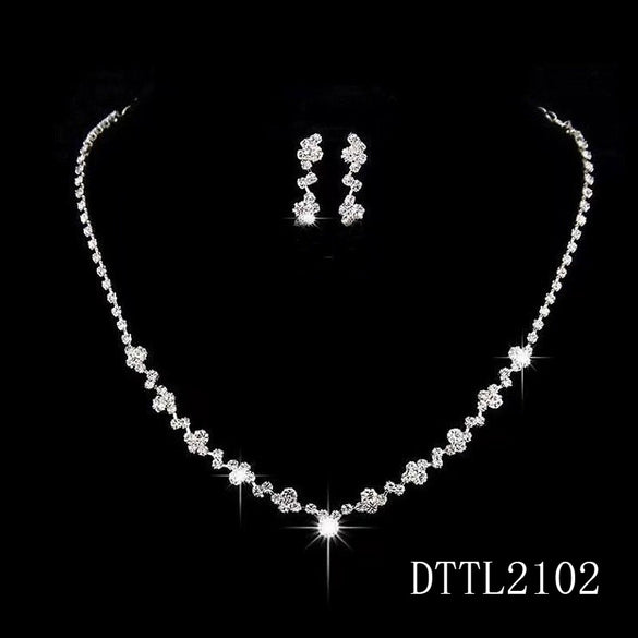 Exquisite Claw Chain Necklace Earrings Bracelet Set For Women Rhinestone Full Diamond Simple Geometric Threepiece Set Dinner Dress Accessories