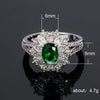 Exquisite Flower Shaped Copper Ring With Emerald Zircon Inlay For Women Wholesale Jewelry