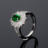 Exquisite Flower Shaped Copper Ring With Emerald Zircon Inlay For Women Wholesale Jewelry