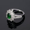 Exquisite Flower Shaped Copper Ring With Emerald Zircon Inlay For Women Wholesale Jewelry