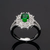 Exquisite Flower Shaped Copper Ring With Emerald Zircon Inlay For Women Wholesale Jewelry