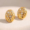 Exquisite Midcentury Style Commuter Earrings Stainless Steel 18K Gold Plated Geometric Oval Women's Earrings With Electroplating