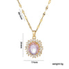 Exquisite Oval Crystal Zircon Women's Necklace With Titanium Steel Pendant And Water Wave Chain Micro Inlay Diamond Treatment Geometric Design