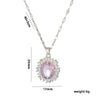 Exquisite Oval Crystal Zircon Women's Necklace With Titanium Steel Pendant And Water Wave Chain Micro Inlay Diamond Treatment Geometric Design