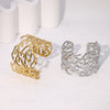Exquisite Retro Irregular Hollow Wide Exaggerated Stainless Steel Electroplated Open Bracelet For Women