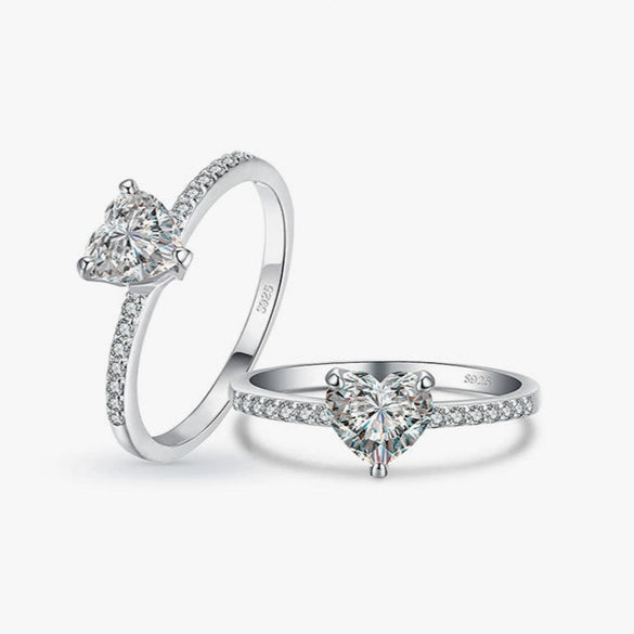 Exquisite S925 Sterling Silver Heart Shaped Zircon Ring For Women With Seiko Craftsmanship