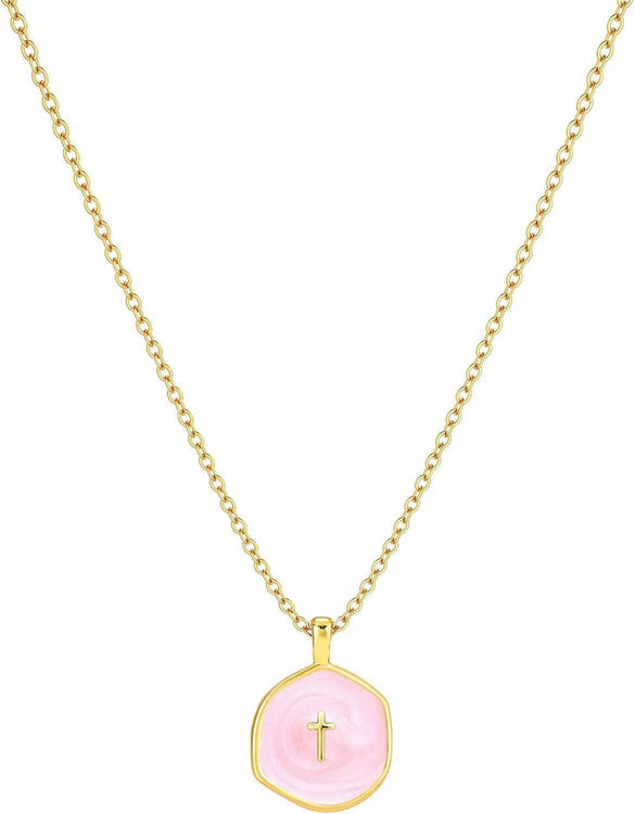 Exquisite Simple Copper Electroplated Cross Necklace With Geometric Pendant For Women In Old Money Style