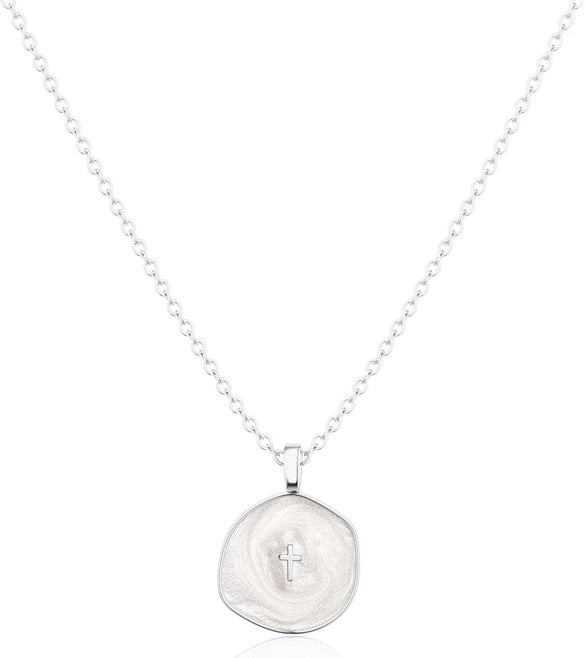 Exquisite Simple Copper Electroplated Cross Necklace With Geometric Pendant For Women In Old Money Style