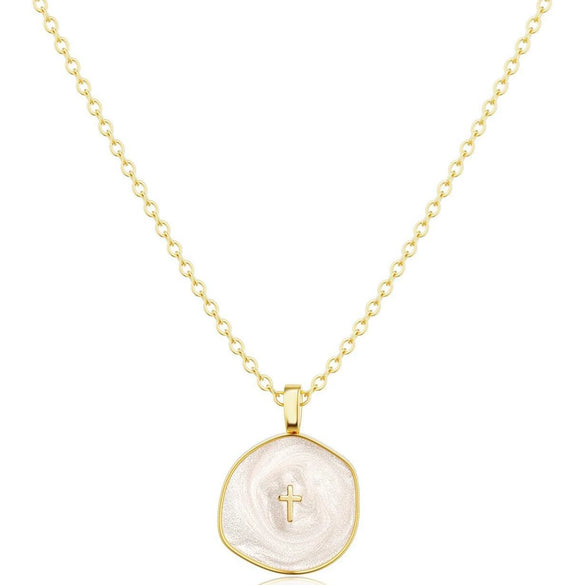 Exquisite Simple Copper Electroplated Cross Necklace With Geometric Pendant For Women In Old Money Style
