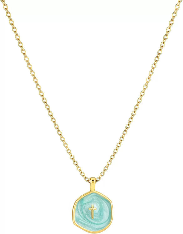 Exquisite Simple Copper Electroplated Cross Necklace With Geometric Pendant For Women In Old Money Style