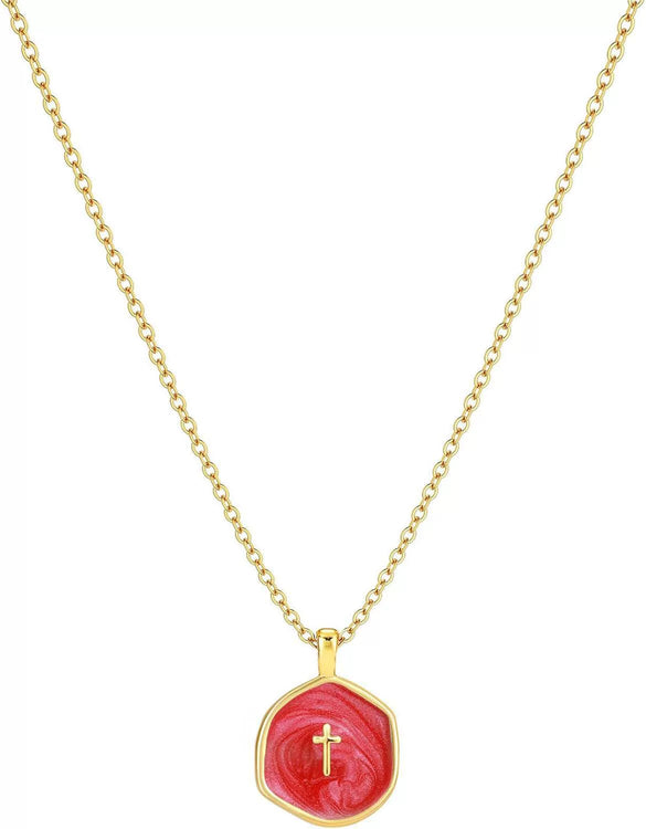 Exquisite Simple Copper Electroplated Cross Necklace With Geometric Pendant For Women In Old Money Style